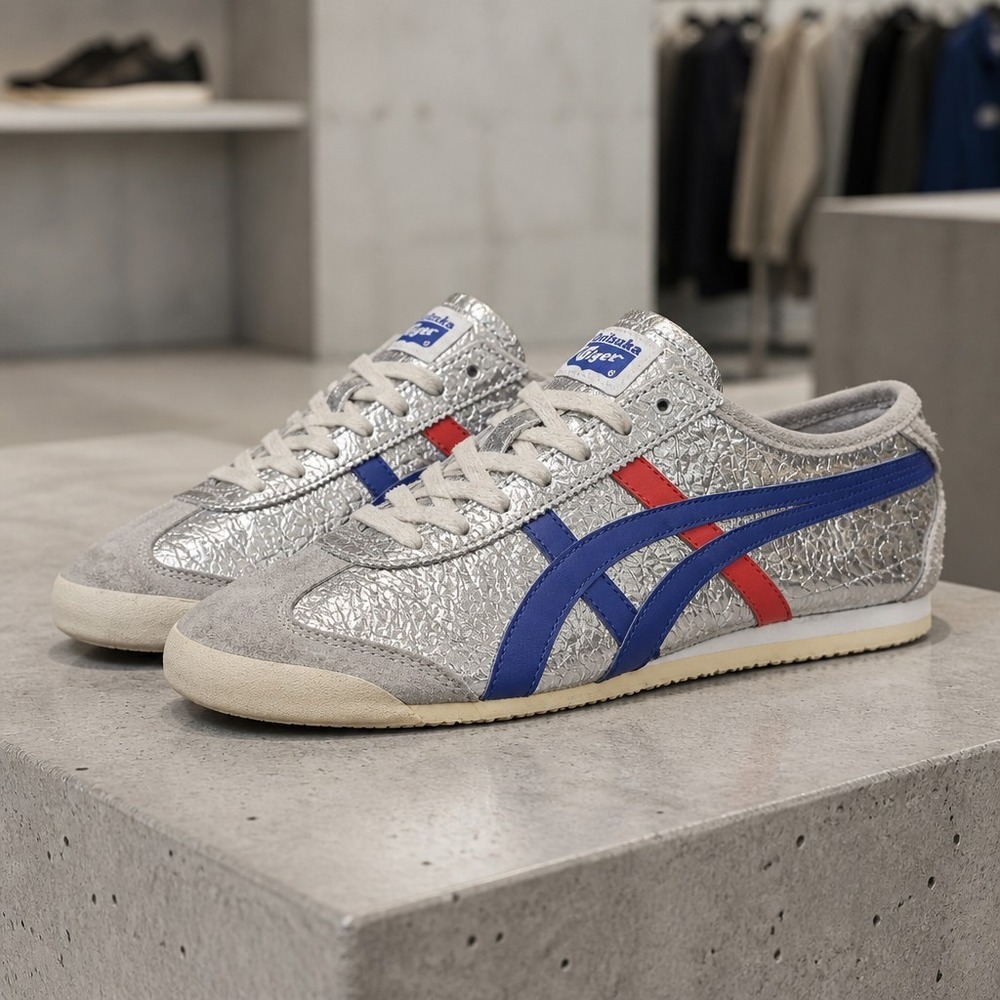 Onitsuka Tiger Mexico 66 Metallic Silver HL7C2 Mens US 10 Rare